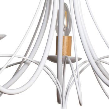 Luster Milvia, 5-plameňové, biela/farba dreva, kov