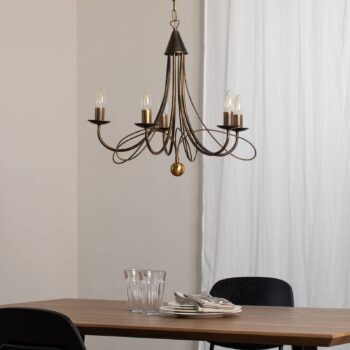 Luster Milvia, 5-plameňové, bronzová, kov