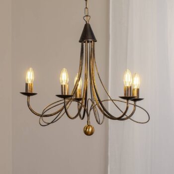 Luster Milvia, 5-plameňové, bronzová, kov