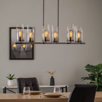 Luster Padrela, lineárny, čierny-chróm, 6-pl