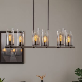 Luster Padrela, lineárny, čierny-chróm, 6-pl