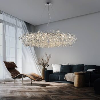 Luster Paul Neuhaus Ricicle, chróm, dĺžka 150 cm