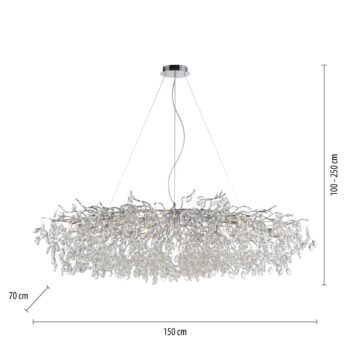 Luster Paul Neuhaus Ricicle, chróm, dĺžka 150 cm