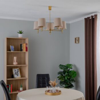 Luster Polo, 5-pl., béžová/tmavá mosadz