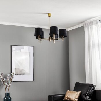 Luster Polo, 5-pl., čierny/tmavý mosadz