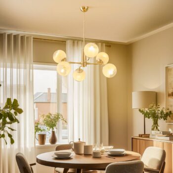 Luster Santon, mosadz antik/biela, 6-pl