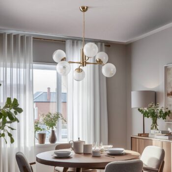 Luster Santon, mosadz antik/biela, 6-pl