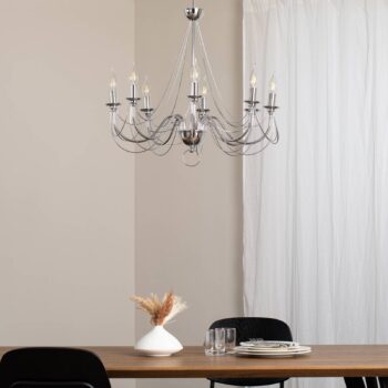 Luster retro, 8-plameňové 75cm, chróm