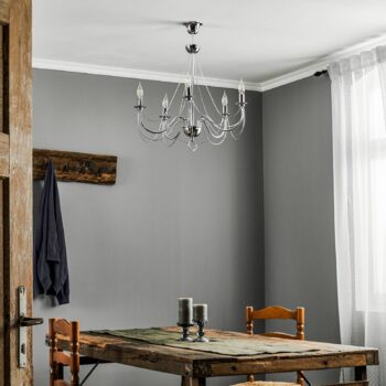 Luster retro, päťramenný 75 cm, chróm