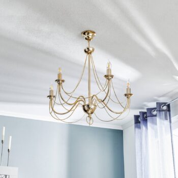 Luster retro, päťramenný 75 cm, zlatý