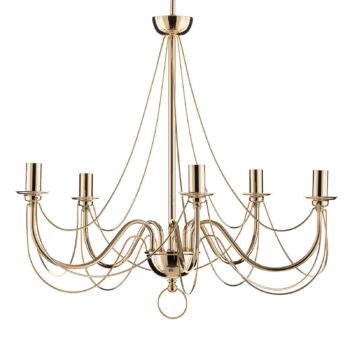 Luster retro, päťramenný 75 cm, zlatý