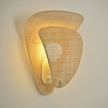 MARKET SET Nástenné svetlo Coquillage, prírodná farba, 33 cm, ratan