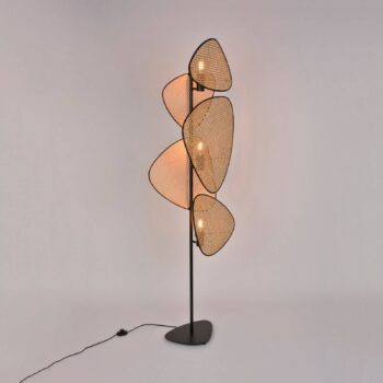MARKET SET Stojacia lampa Screen, prírodná, ratan, výška 179 cm