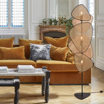 MARKET SET Stojacia lampa Screen, prírodná, ratan, výška 179 cm