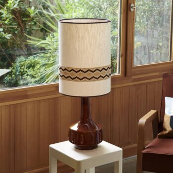 MARKET SET Stolová lampa Jimmy, hnedá/béžová, 83 cm, lemovanie