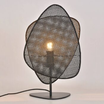 MARKET SET Stolová lampa Screen, čierna, ratan, výška 51 cm
