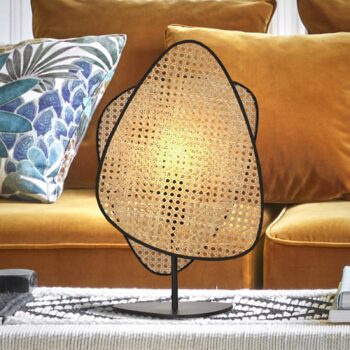 MARKET SET Stolová lampa Screen, prírodná, ratan, výška 51 cm