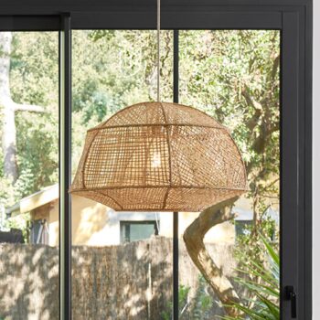 MARKET SET Závesná lampa Odyssée, palmové vlákno, Ø 58 cm