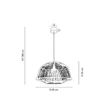 MARKET SET Závesná lampa Odyssée, palmové vlákno, Ø 58 cm