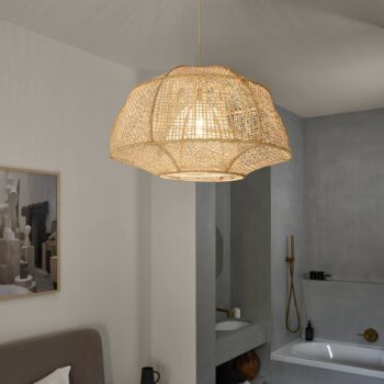 MARKET SET Závesná lampa Odyssée, palmové vlákno, Ø 78 cm