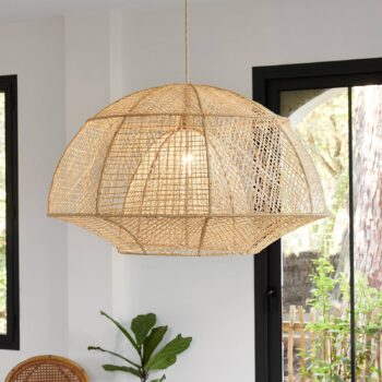 MARKET SET Závesná lampa Odyssée, palmové vlákno, Ø 78 cm