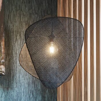 MARKET SET závesná lampa Screen S, 58 cm, čierna, ratan