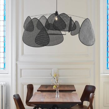 MARKET SET závesné svetlo Screen XL, 60 cm, čierna, ratan