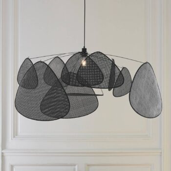 MARKET SET závesné svetlo Screen XL, 60 cm, čierna, ratan