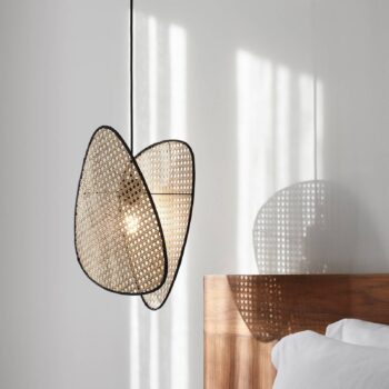 MARKET SET závesné svetlo Screen XS, 44,5 cm, prírodná farba, ratan