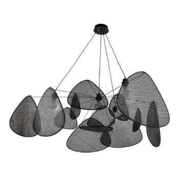 MARKET SET závesné svetlo Screen XXL, 90 cm, čierna, ratan