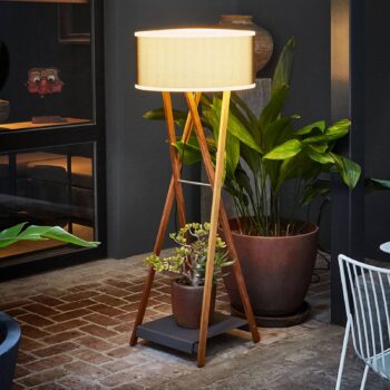 MARSET Cala 140 stojaca lampa, IP65, iroko/hnedá
