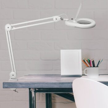 MAULviso LED lupa, biela, výška 50 cm, svorka