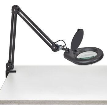 MAULviso LED lupa, čierna, výška 50 cm, svorka