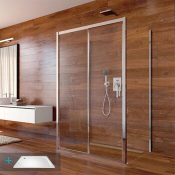 MEREO Mereo Sprchový set: LIMA, obdĺžnik, 100x120x100x190 cm, chróm ALU, sklo Číre vr. vaničky liaty mramor CK85543KM