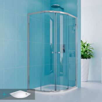 MEREO Mereo Sprchový set z Kory Lite, štvrťkruh, 80 cm, chróm ALU, sklo Číre a vaničky z liateho mramoru CK35133ZM