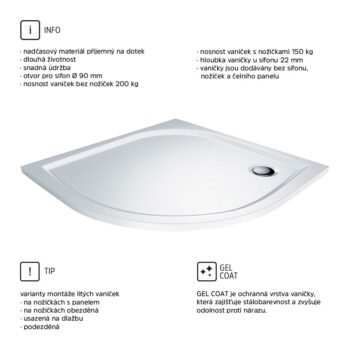 MEREO Mereo Sprchový set z Kory Lite, štvrťkruh, 80 cm, chróm ALU, sklo Číre a vaničky z liateho mramoru CK35133ZM