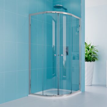 MEREO Mereo Sprchový set z Kory Lite, štvrťkruh, 90 cm, chróm ALU, sklo Číre a vaničky z liateho mramoru CK35123ZM