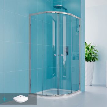 MEREO Mereo Sprchový set z Kory Lite, štvrťkruh, 90 cm, chróm ALU, sklo Číre a vysoké SMC vaničky CK35123ZH