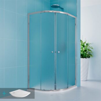 MEREO Mereo Sprchový set z Kory Lite, štvrťkruh, 90 cm, chróm ALU, sklo Grape a nízké SMC vaničky CK35131ZN