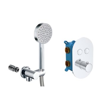 MEREO Mereo Vaňový set s termostatickou podomietkovou tlačidlovou batériou - 2-cestná + sprchový set CB60106TB5