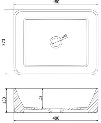MEXEN - CATIA umývadlo na dosku 48x37 cm tmavo šedá rohož 21314871