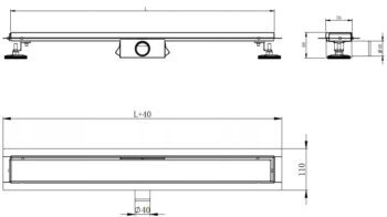 MEXEN - Flat M13 odtokový žľab 2v1 120, čierny 1710120
