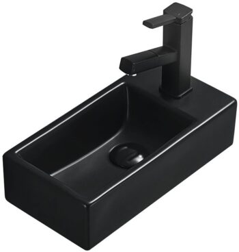 MEXEN - Inez umývadlo na dosku vľavo 40x20, čierna matná 21484085L