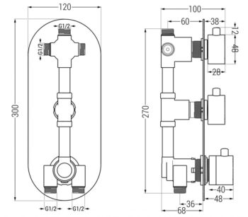MEXEN - Kai termostatická batérie sprcha / vaňa 3-output, čierna 77603-70