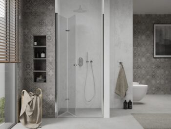 MEXEN - LIMA skladacie dvere 70x190 cm 6mm, chróm, transparent so stenovým profilom 856-070-000-01-00