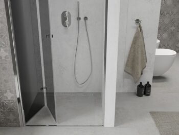 MEXEN - LIMA skladacie dvere 80x190 cm 6mm, chróm, grafit sa stenovým profilom 856-080-000-01-40