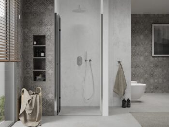 MEXEN - LIMA skladacie dvere 80x190 cm 6mm, chróm, grafit sa stenovým profilom 856-080-000-01-40