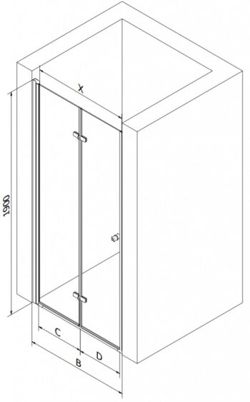 MEXEN - LIMA skladacie dvere 80x190 cm 6mm, chróm, grafit sa stenovým profilom 856-080-000-01-40