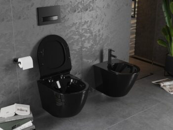 MEXEN - Lena Závesná WC misa vrátane sedátka s slow-slim, Duroplastu, čierna 30224070