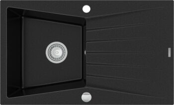 MEXEN MEXEN - Cesar granitový drez 1-misa drez s odkvapkávač 775x470 mm, čierna 6514771010-77